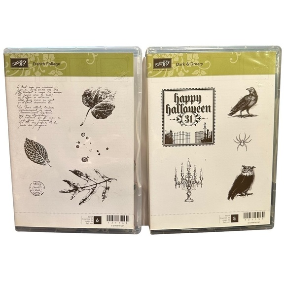Stampin’ Up! Fall Halloween Rubber Stamp Sets for Acrylic Block w/Storage Case - Picture 1 of 7